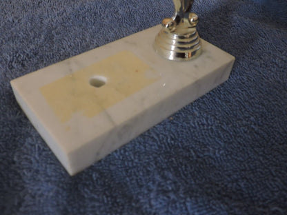 Volleyball Trophy, White, Marble Base (5" Long X 2 1/2" Wide X 5" High)
