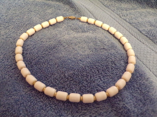 7" White Beaded Choker  Necklace