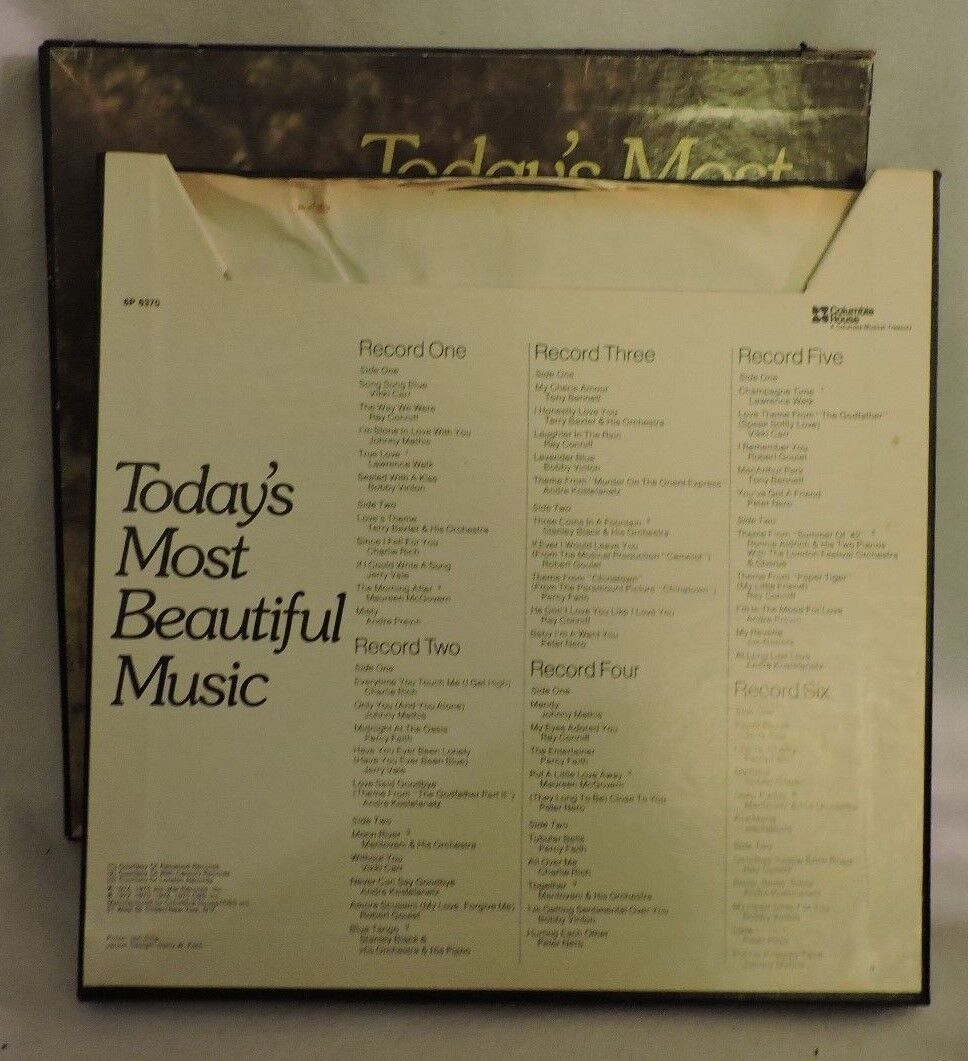 Today's Most Beautiful Music Album Collection, 6 Album Set. 33 1/3 RPM