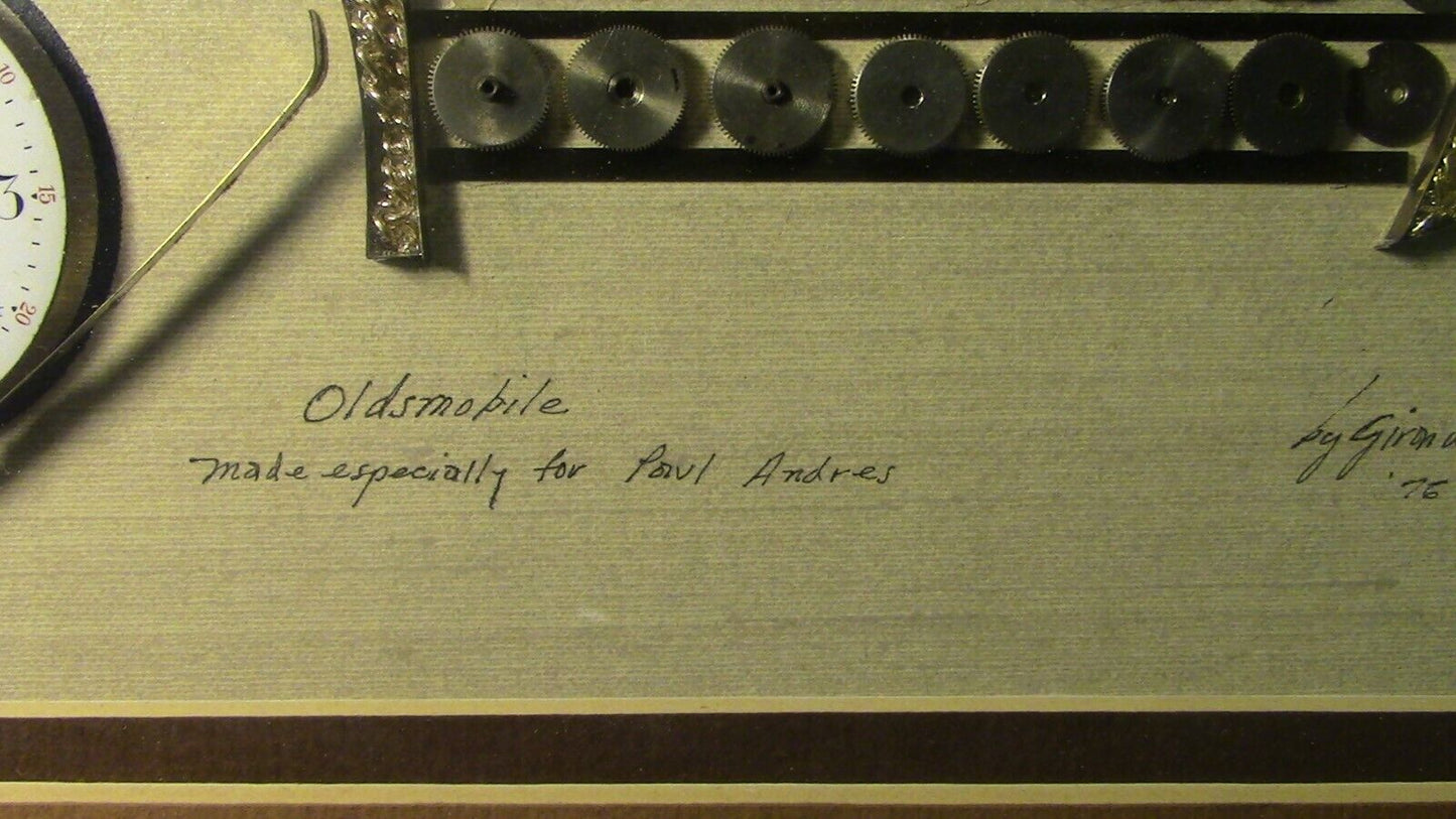 Framed/Signed Clock/Watch Art: Using Elgin Watch Parts/Olds13 1/2" X 16 1/2"