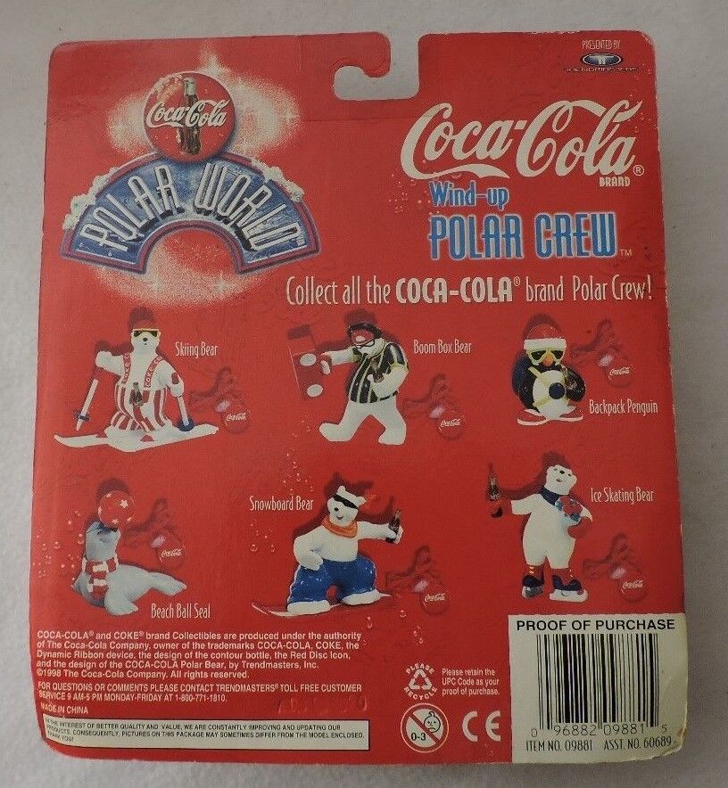 Vintage Coca-Cola Wind Up Polar Crew "BackPack Penguin" with Magnetic Backpack