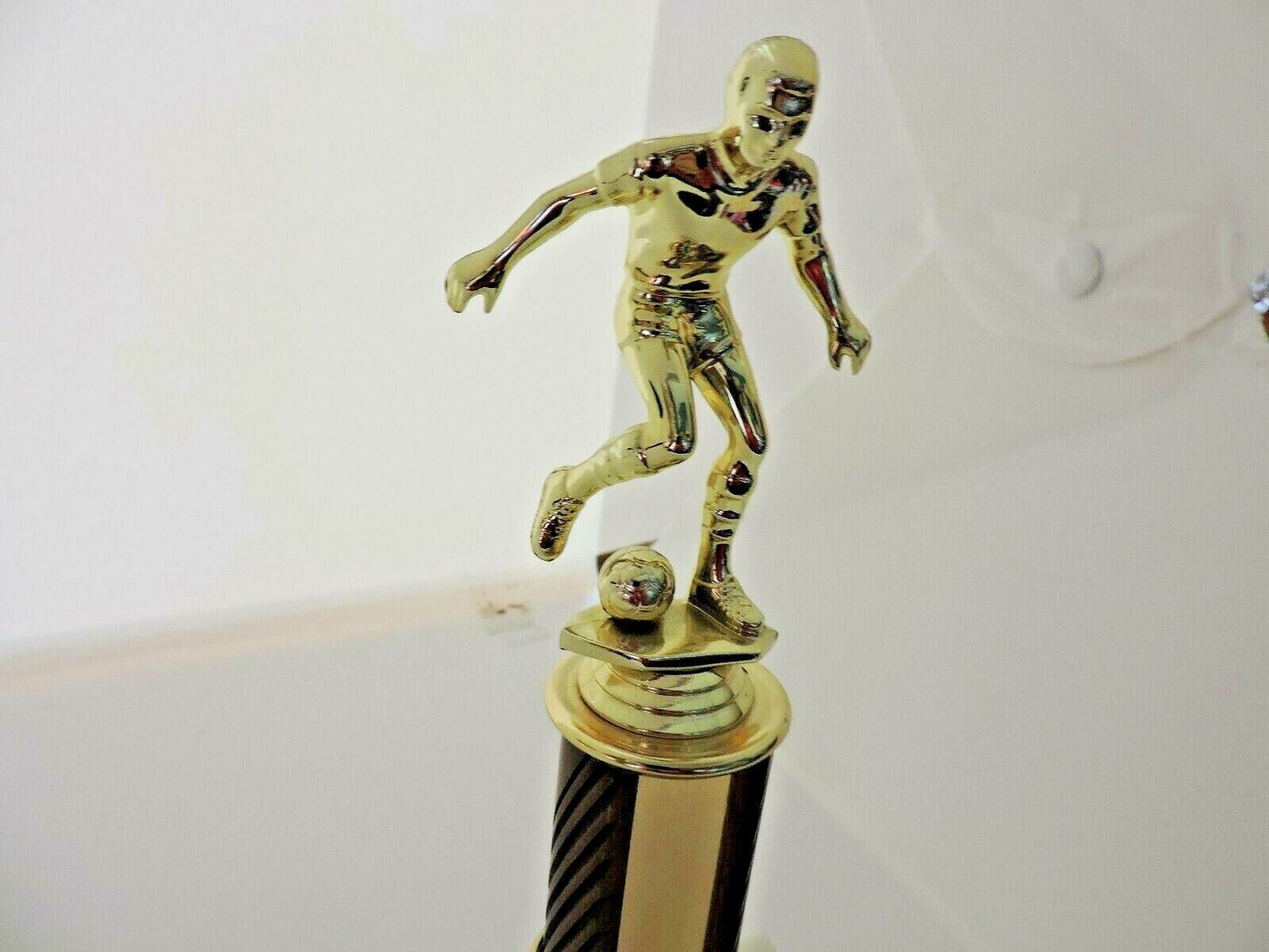 SOCCER TROPHY-9.5 INCHES TALL,3X4 WHITE MARBLE  BASE
