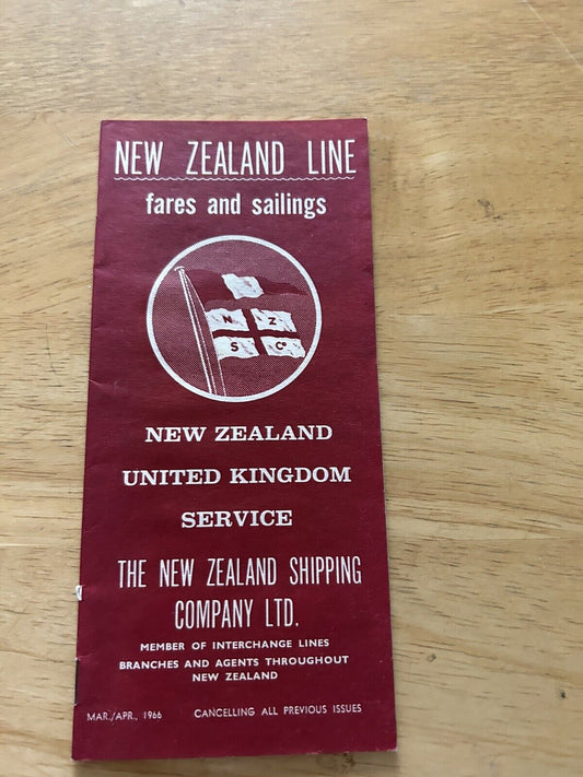 VINTAGE:  NEW ZEALAND LINE FARES AND SAILINGS 1966