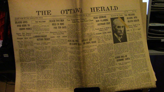 Vintage Ottawa Herald April 22 1936, No.128 (Germans Planning Austrian Coup)