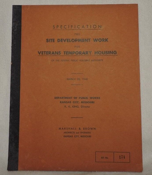 Vintage (1946) Site Development Work for Veterans Temporary Housing Manual