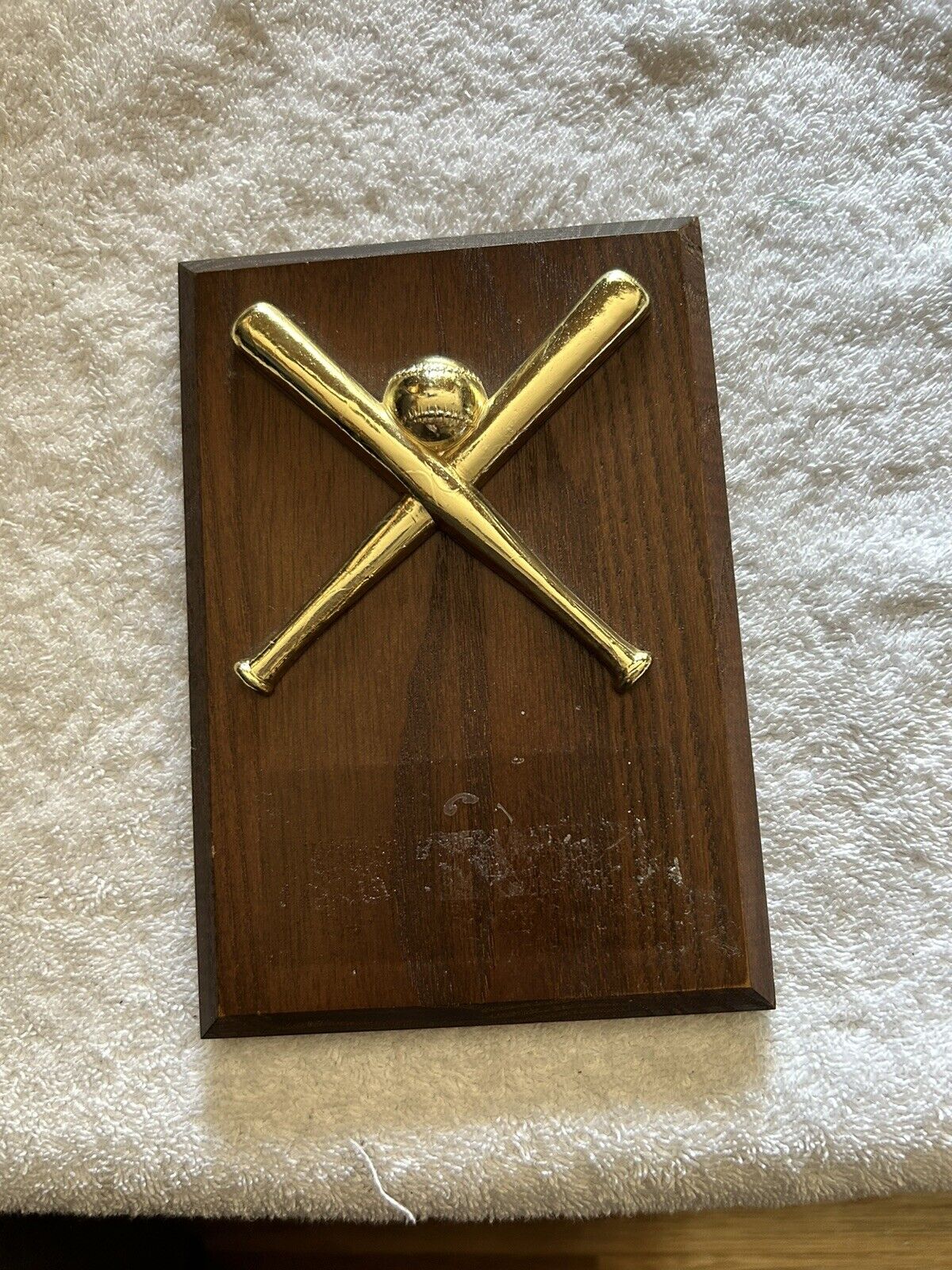 PLAQUE:  BATS--WOOD BASE-- 6.5X 4.5 X.5 INCHES