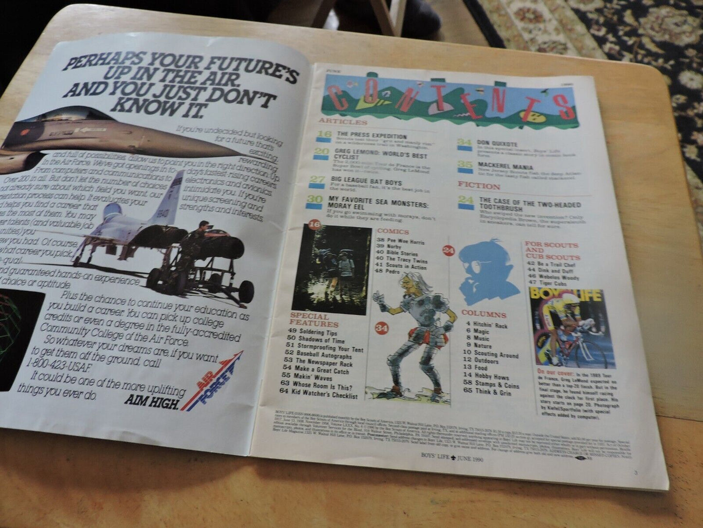 BOYS' LIFE MAGAZINE--JUNE 1990--GREG LEMOND: WORLD'S BEST CYCLIST