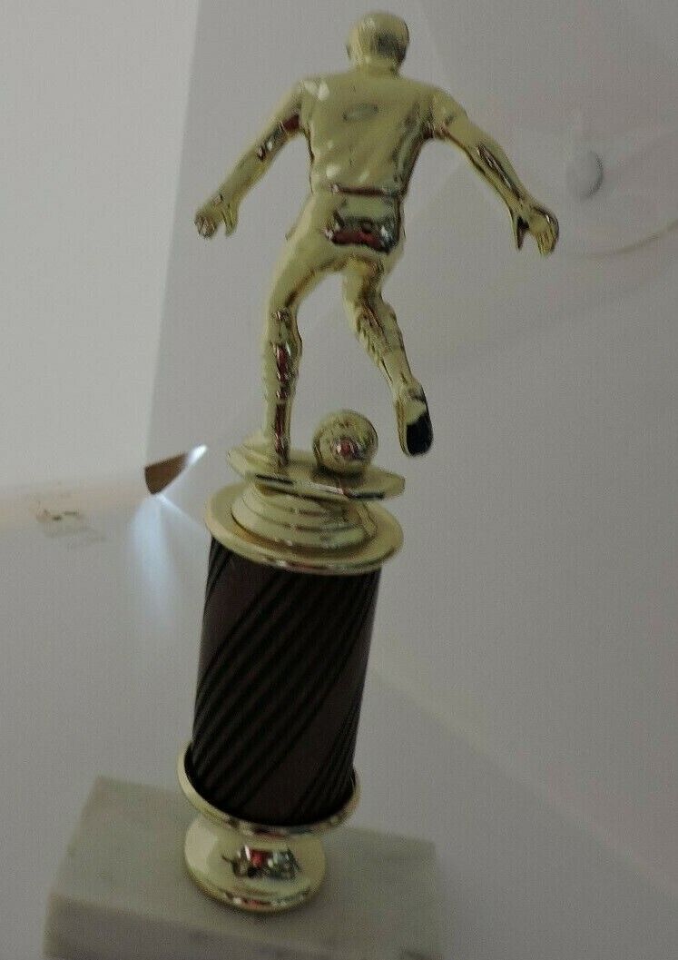 SOCCER TROPHY-9.5 INCHES TALL,3X4 WHITE MARBLE  BASE