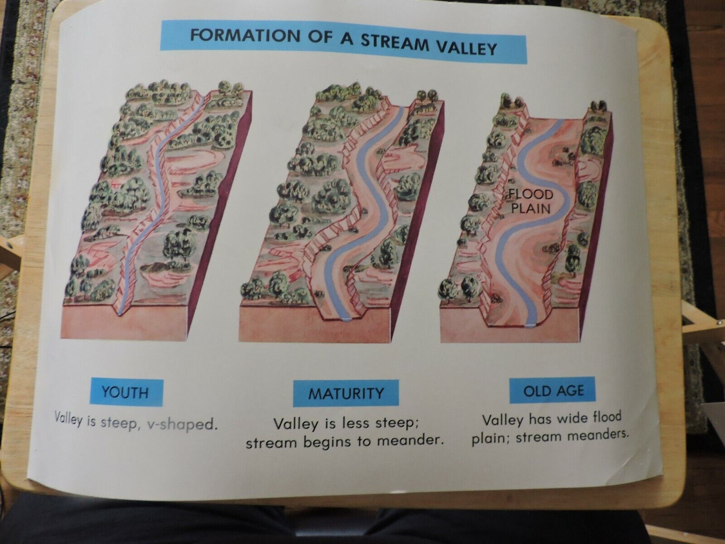 Formation Of A Stream Valley Educational Poster