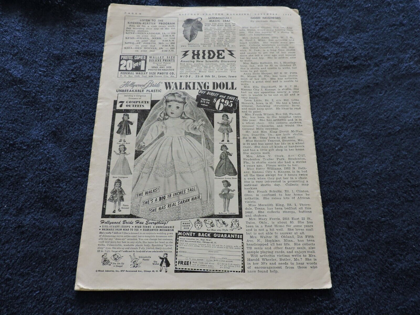 Kitchen-Klatter Magazine  Shenandoah Iowa  November 1954