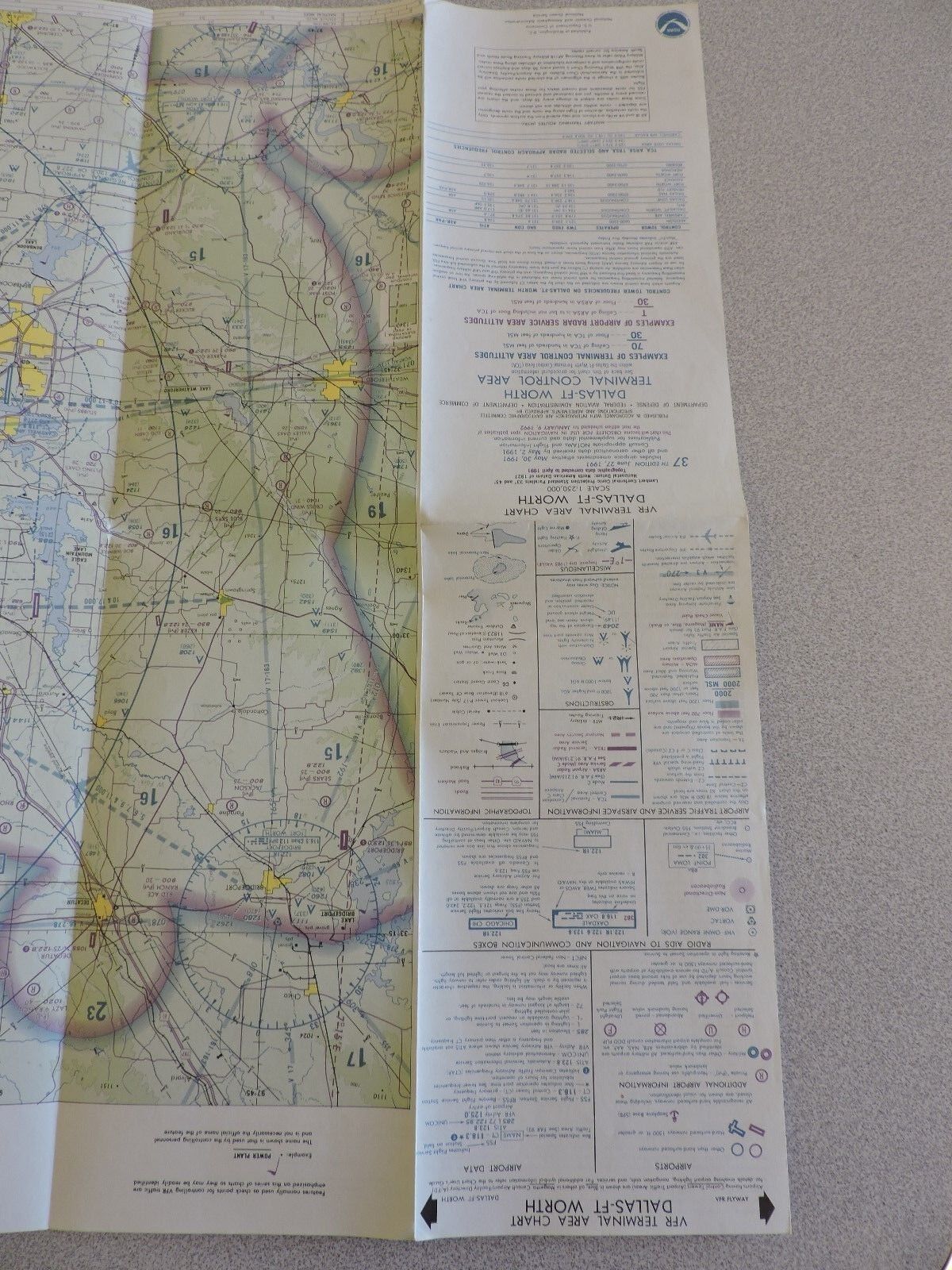 DALLAS-FT WORTH  CHART TERMINAL CONTROL AREA CHART 37TH EDITION,JUNE 27 1991