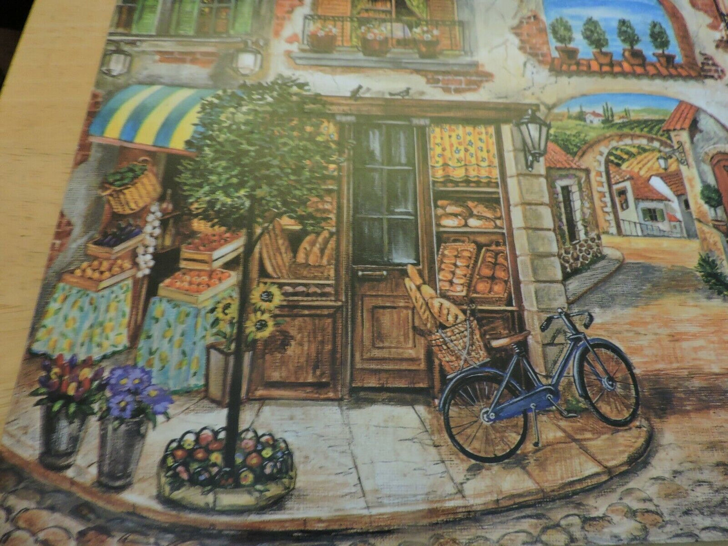 8 COLORFUL PLACEMATS OF AN ITALIAN COURT YARD SCENE 15 X 12.5 INCHES