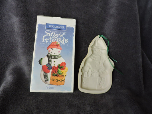 1997 Longaberger Pottery Chilly Snowman Cookie Mold Snow Friends Series- NIB
