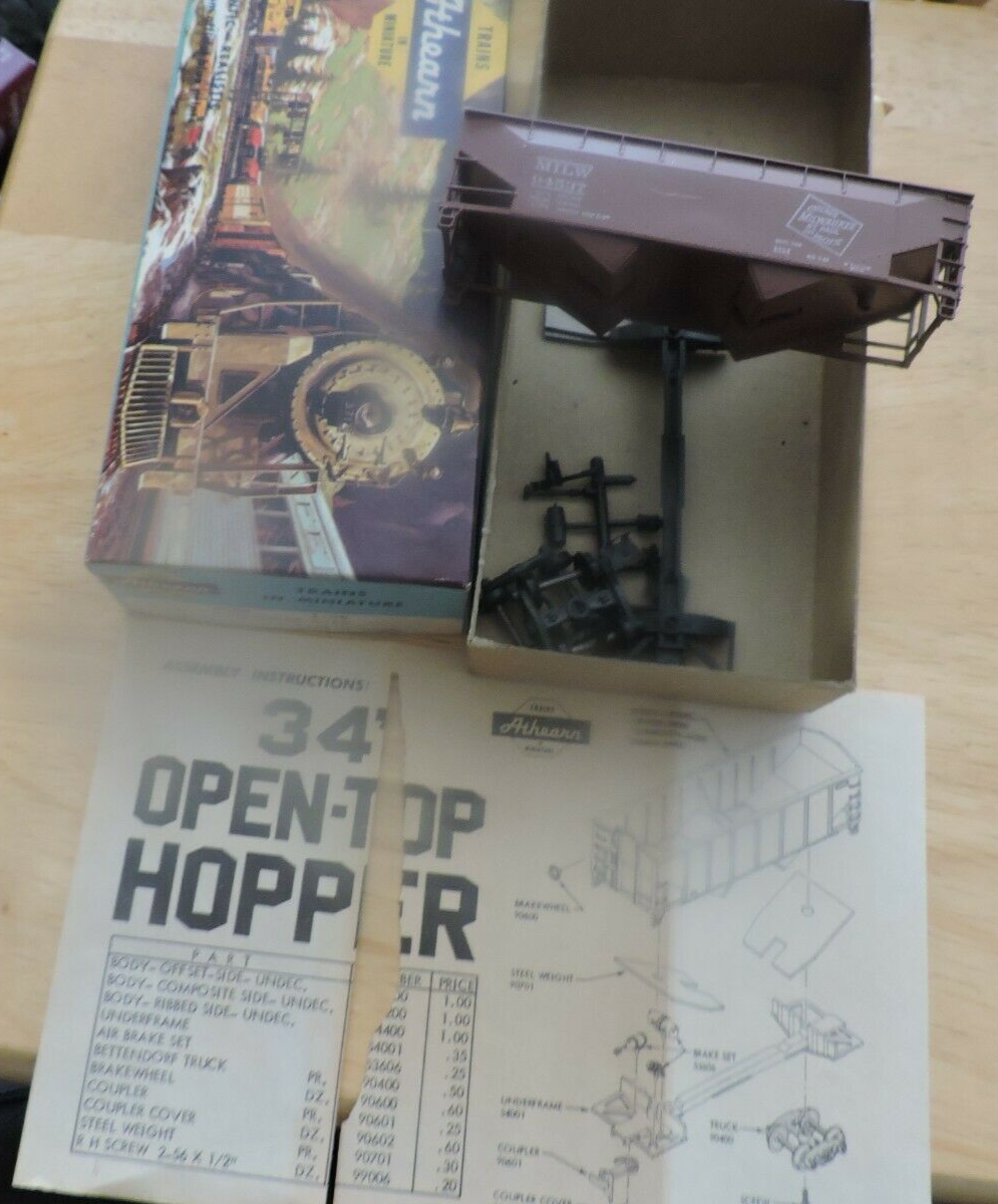 ATHEARN TRAINS IN MINIATURE MILWAKEE ROAD 34 FT OFFSET-SIDE HOPPER (NIB)