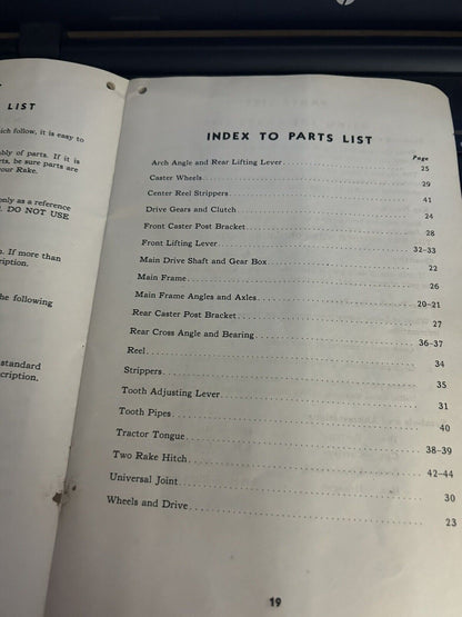 Original John Deere Model 594LW Side Delivery Rake Operator's Manual OM-E15-450