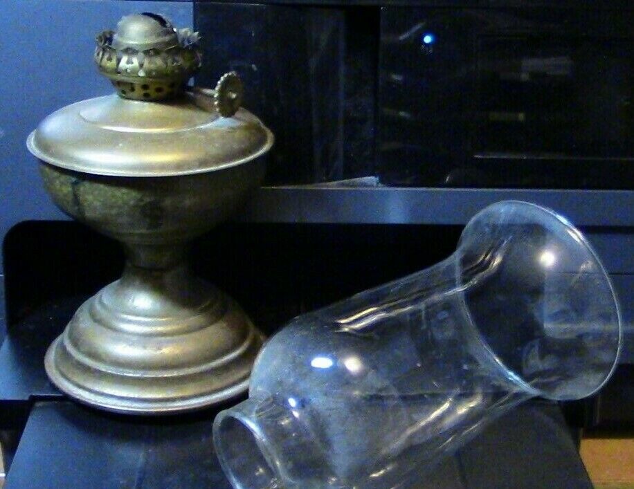 Vintage Kerosene Lantern with Clear Glass Globe