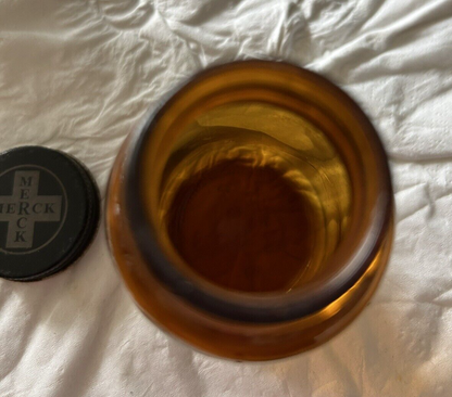 ROUND  BROWN BOTTLE--EMPTY--NO LABEL 3.75 X 2 INCHES