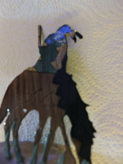 TRAIL OF TEARS METAL ART SCULPTURE  ON STONE BASE (4.5 INCHES TALL, 2 INCH BASE)