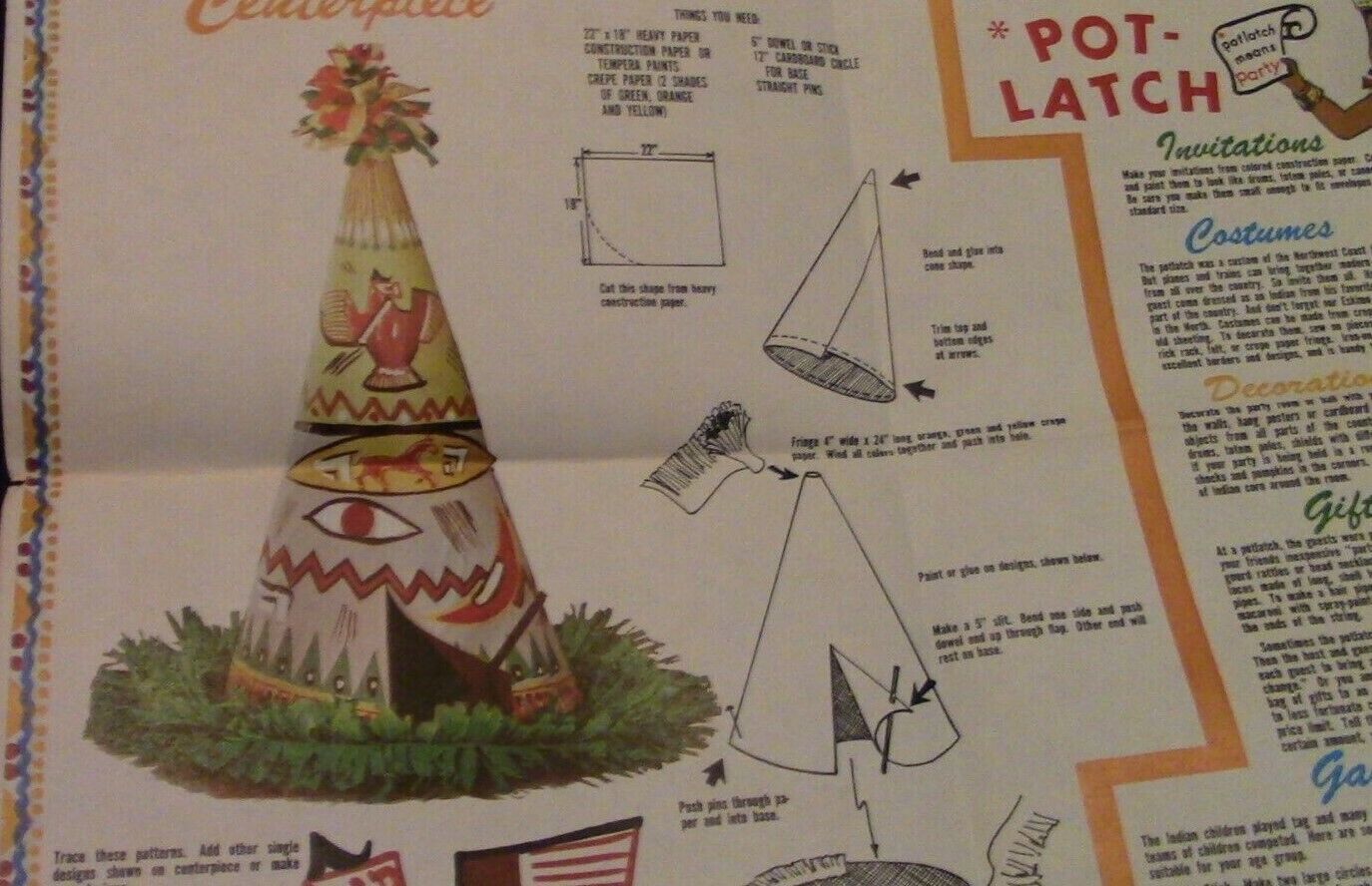 Vintage 1960's "Let's Give a Potlatch" (American Indian for Party) Poster