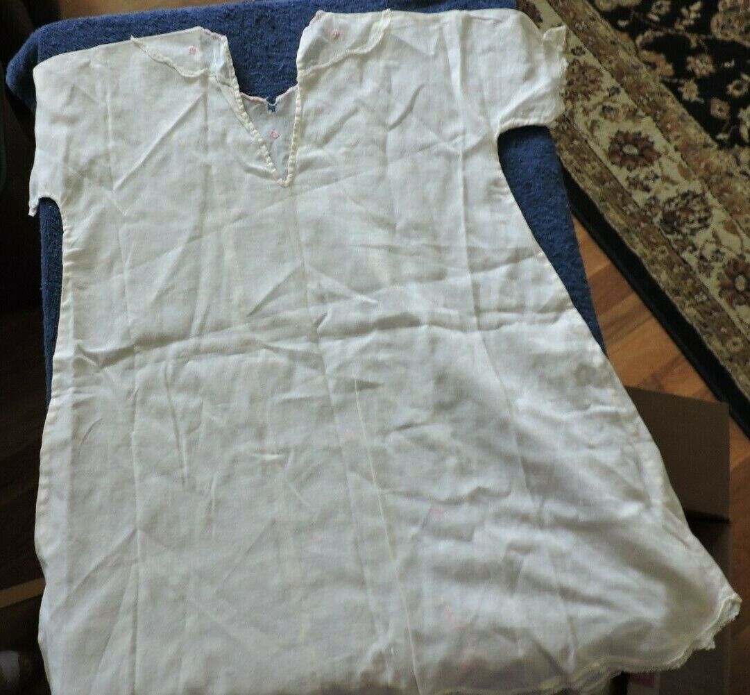 VINTAGE BABY GOWN--HAND MADE WITH EMBROIDERED FLOWERS