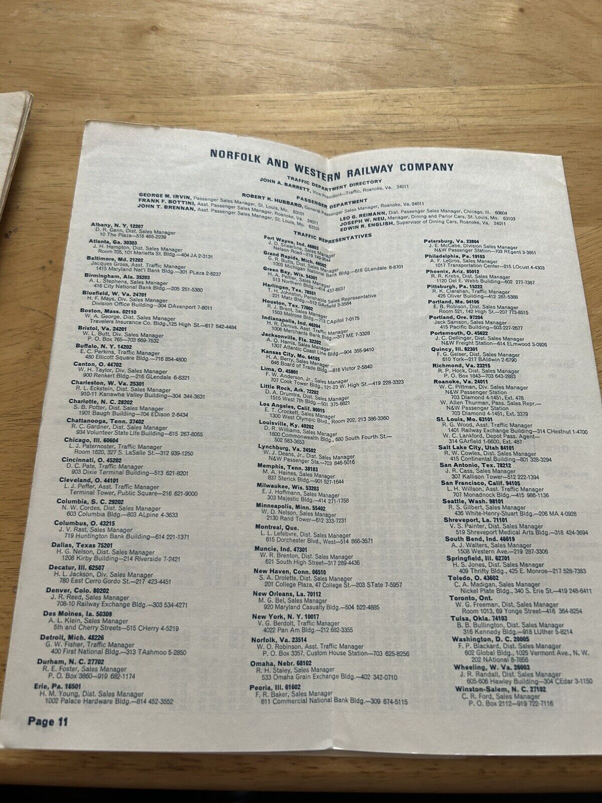 NORFOLK AND WESTERN RAILWAY SYSTEM PASSENGER TRAIN SCHEDULES APRIL 30, 1967