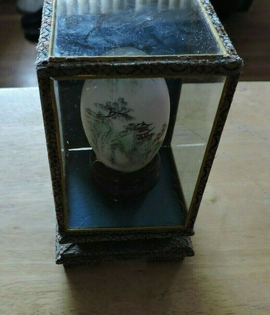PAINTED EGG IN GLASS CASE
