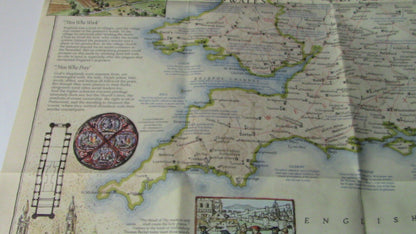 The National Geographic Magazine Map The British Isles & Medieval England 1979