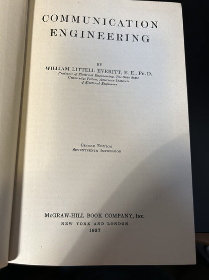 Hardcover: Communication Engineering, 1937