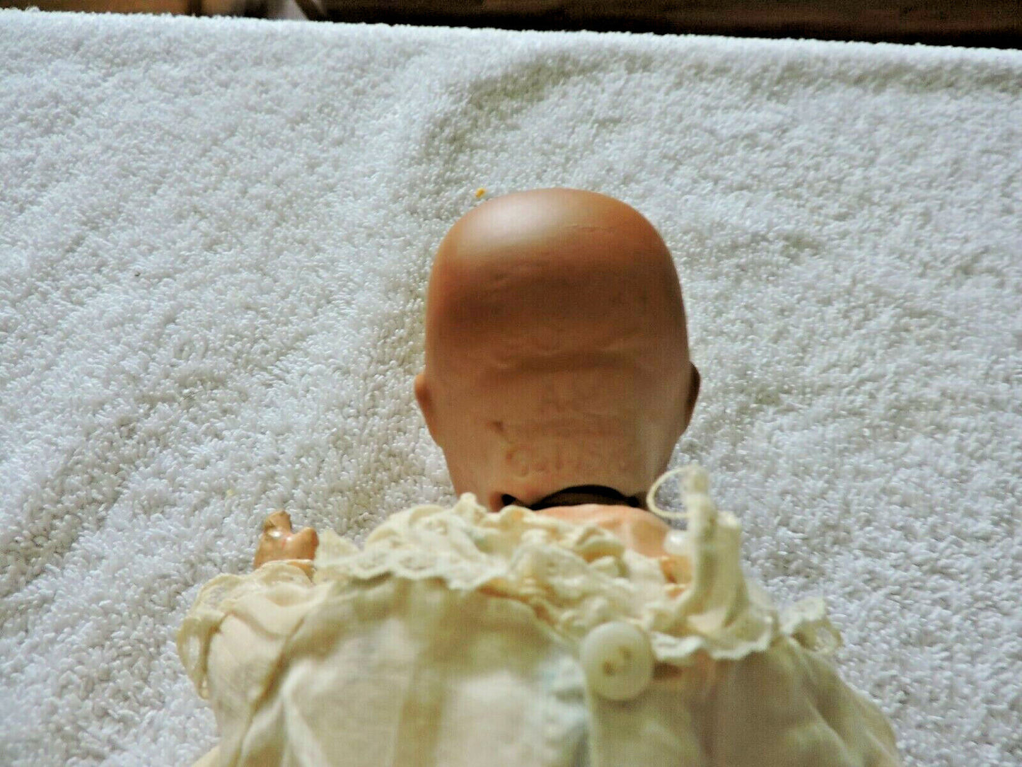 VINTAGE ARMANO MARSEILLE  GERMAN DOLL  1924 SOLID-DOMEQIQUE  IN WICKER BASKET