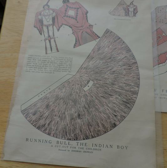 PAPER DOLL FROM 1915: RUNNING BULL, BETTY'S NEW FRIEND, BETTY IN HER CANOE