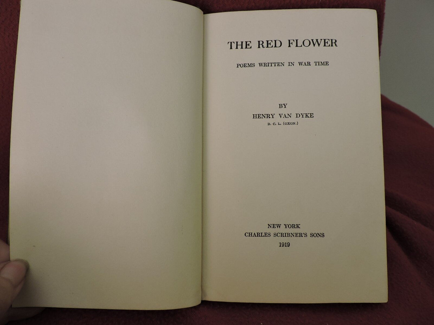 THE RED FLOWER BY HENRY VAN DYKE 1919-Written during WW 1