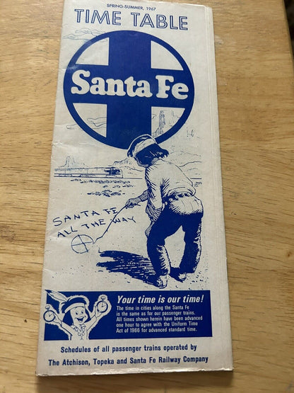 SANTE FE TIMETABLE 1967 SPRING/SUMMER