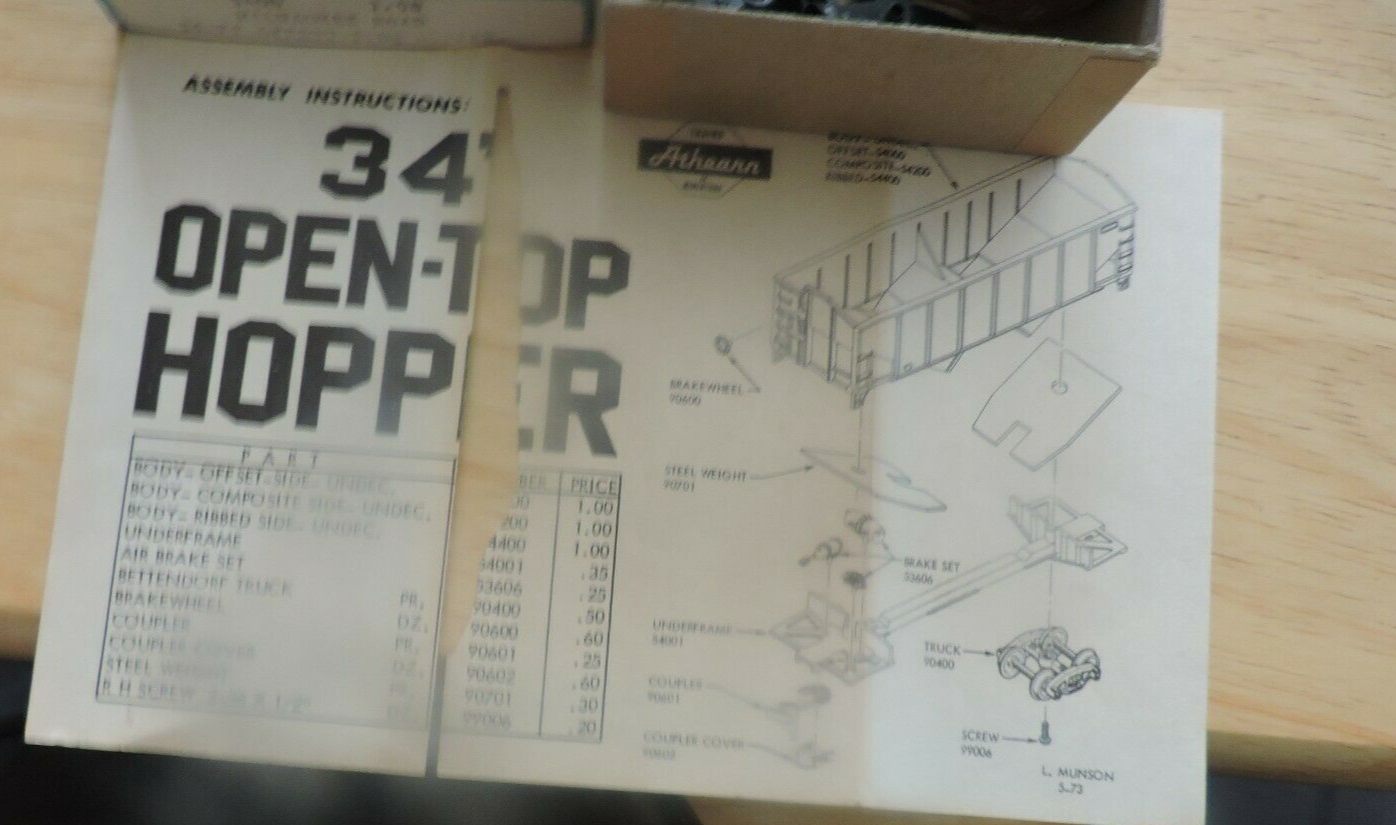 ATHEARN TRAINS IN MINIATURE MILWAKEE ROAD 34 FT OFFSET-SIDE HOPPER (NIB)