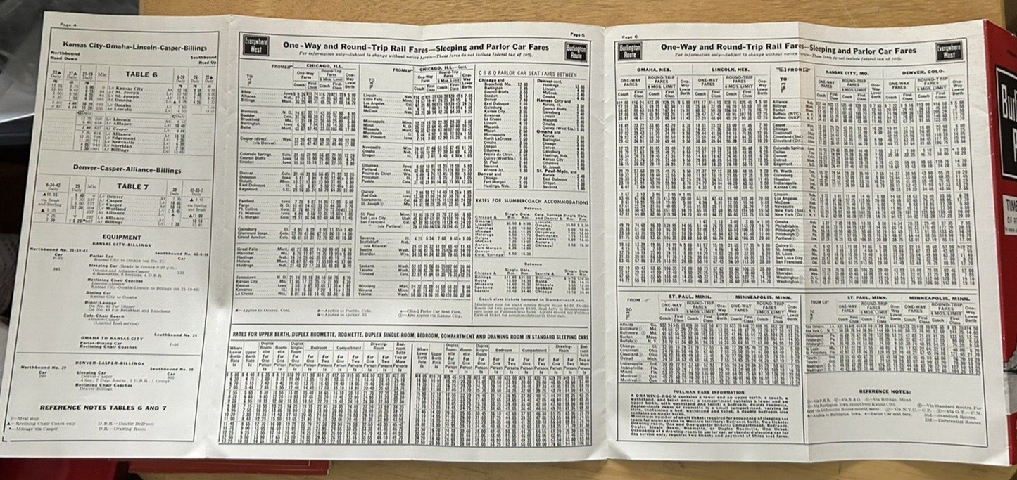 BURLINGTON ROUTE SCHEDULES OF PRINCIPAL TRAINS FEBRUARY-APRIL 1962