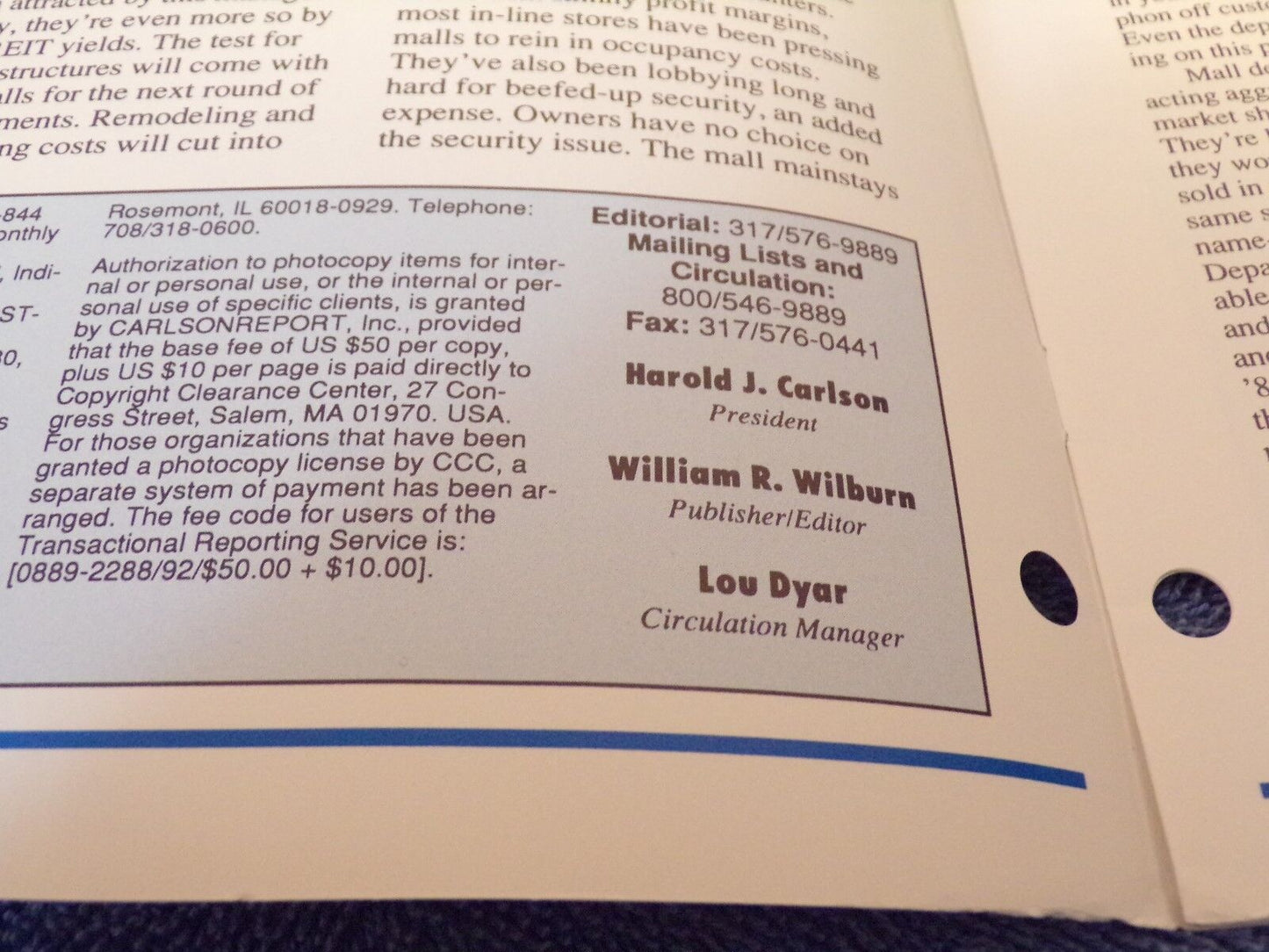 The Carlson Report for Shopping Center Management - May 1995 Edition