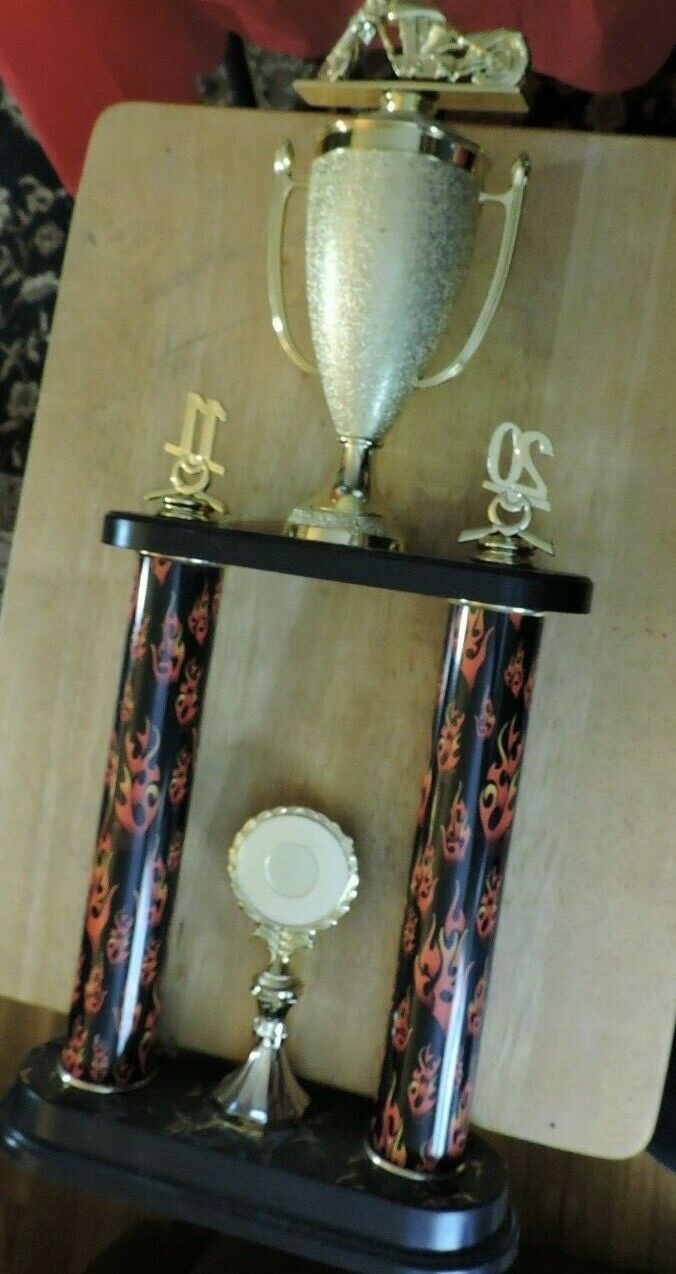 LADY MILD CUSTOM 1ST PLACE BIKE RIDING TROPHY  2011    22X8.5X5 INCHES