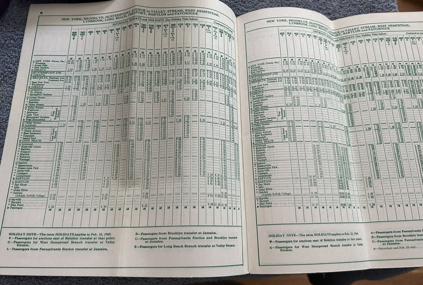 RAILROAD TIMETABLE: LONG ISLAND  JANUARY 21, 1968