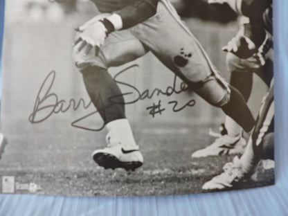 Signed Barry Sanders #20 Detroit Lions Photo Reprint-Rare Black and White