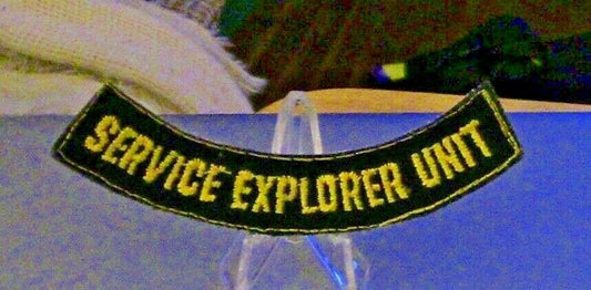 Gold Letters/Black Background: Service Explorer Unit Rocker Patch 3 3/4"