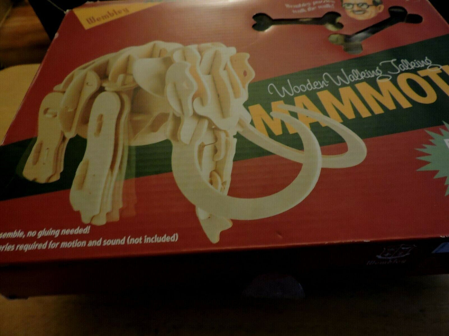 WOODEN WALKING TALKING MAMMOTH BY WEMBLEY EASY TO ASSEMBLY, NO GLUING NEEDED, NE
