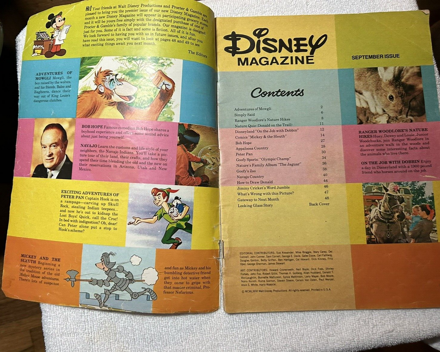 DISNEY MAGAZINE September Issue 1976 Mickey & the Sleuth, Bob Hope, Draw DonaldÂ 