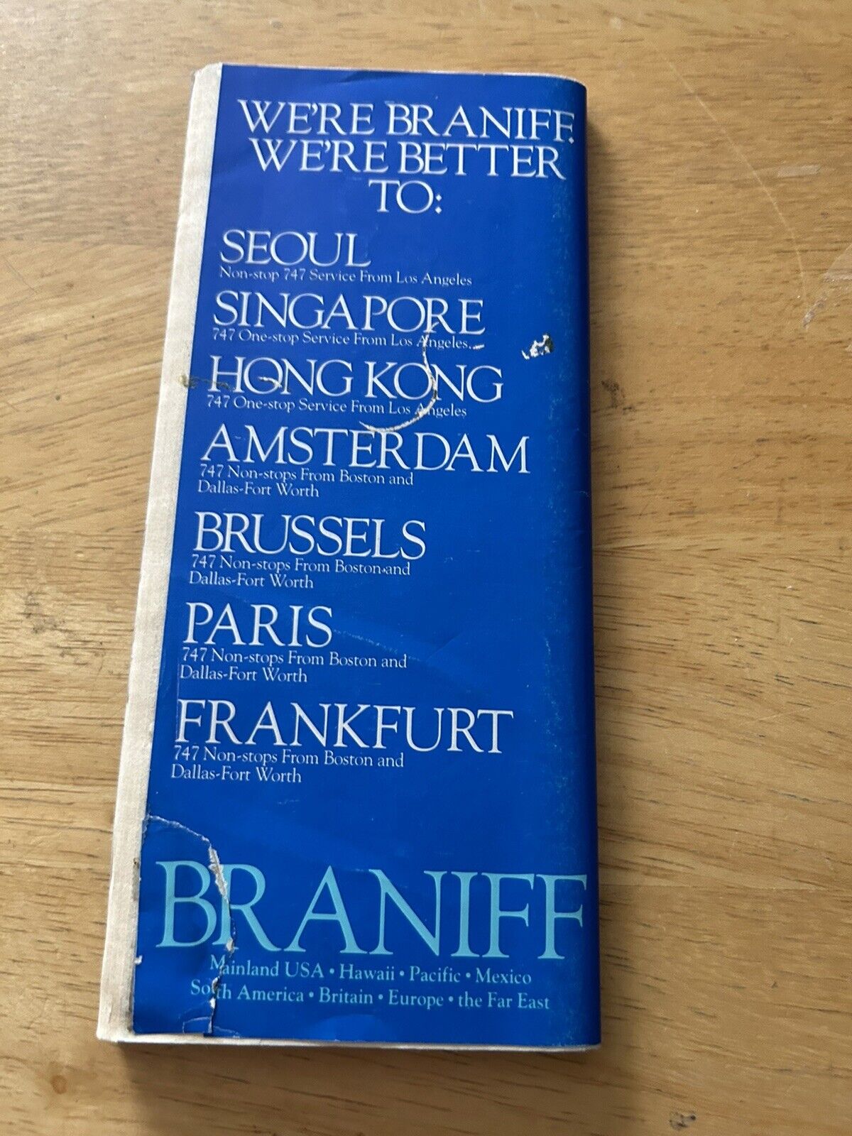 BRANIFF--SCHEDLES OCTOBER 28,1979 747 SERVICE BETWEEN LOS ANGELES AND SINGAPORE
