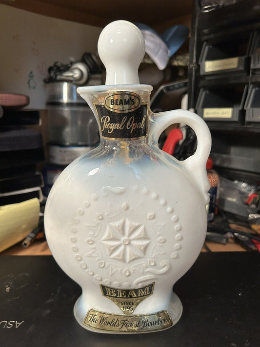 Beautiful Empty Bottle: Jim Beam's "Royal Opal" White Glass Decanter