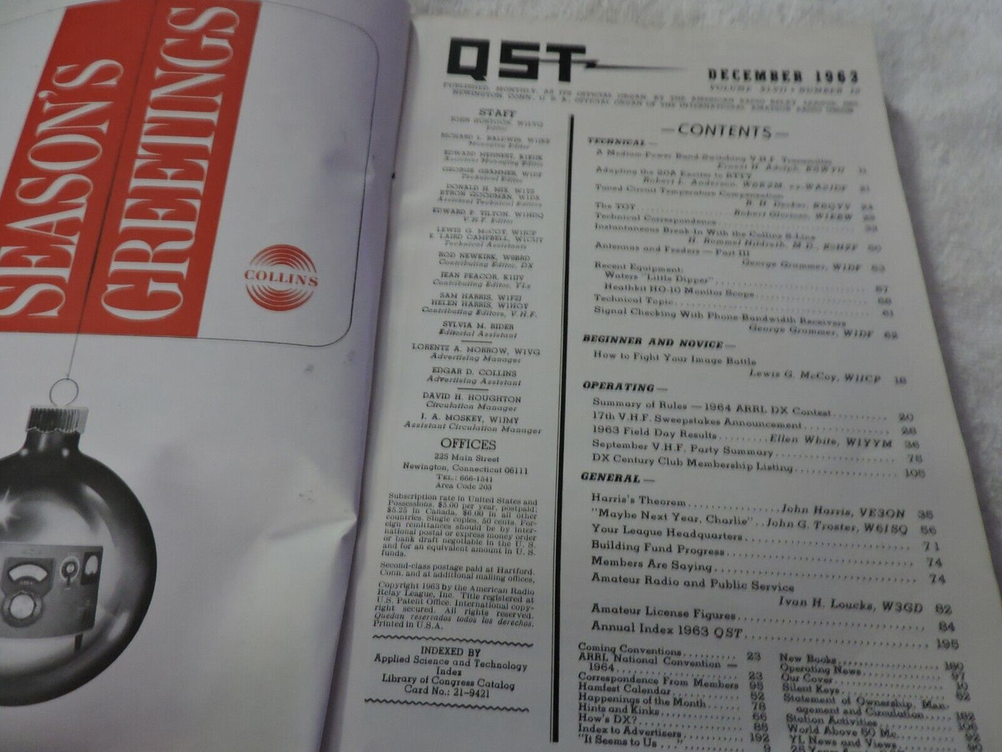 QST AMATEUR RADIO MAGAZINE DECEMBER  1963