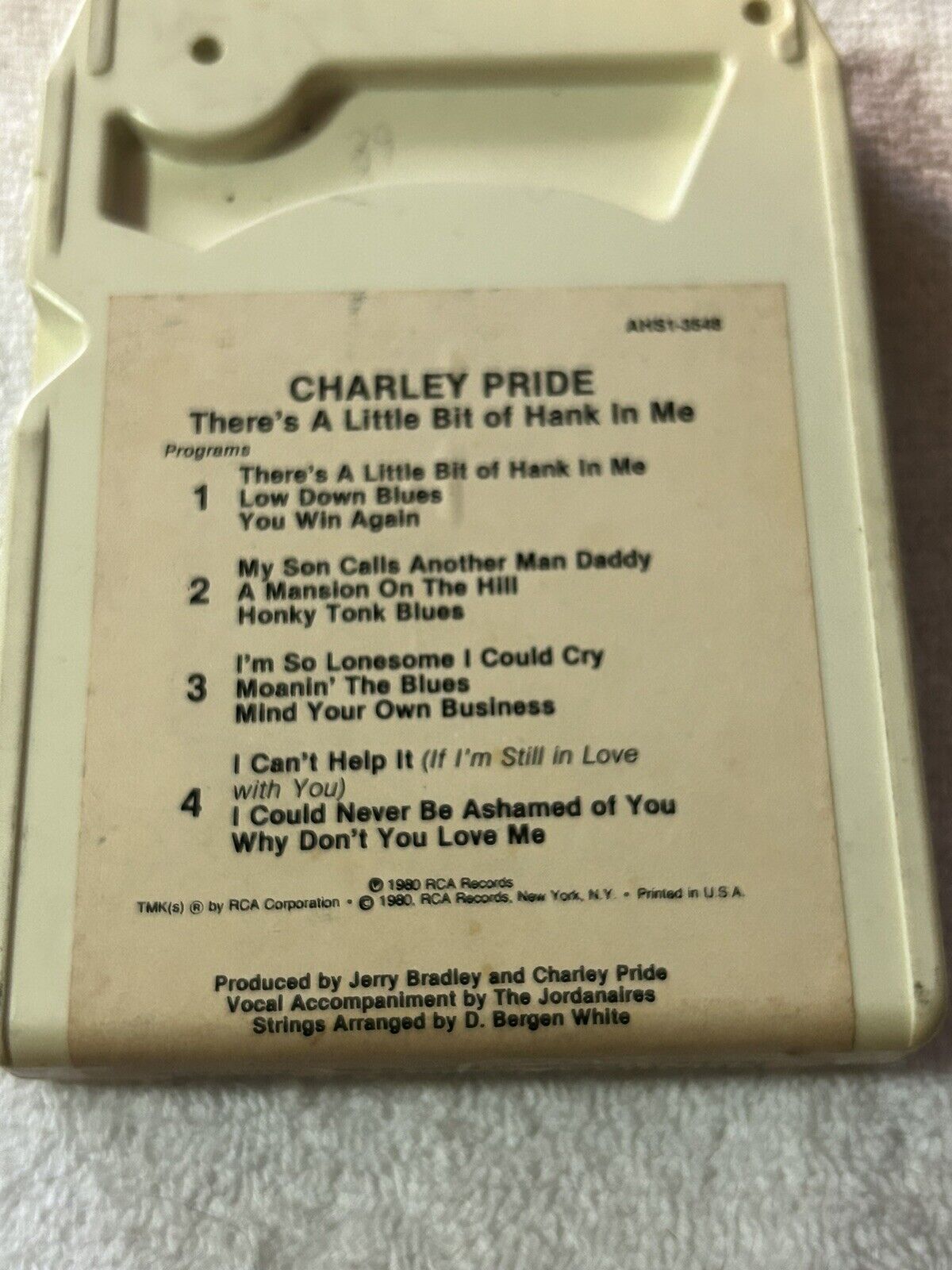 8 TRACK TAPE:   CHARLEY PRIDE, THERE'S A LITTLE BIT OF HANK IN ME 1980