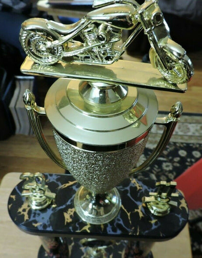 LADY MILD CUSTOM 1ST PLACE BIKE RIDING TROPHY  2011    22X8.5X5 INCHES