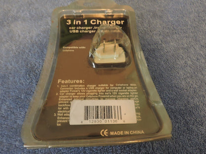 3-in-1 Phone Charger Pack (Car/Travel/Data)