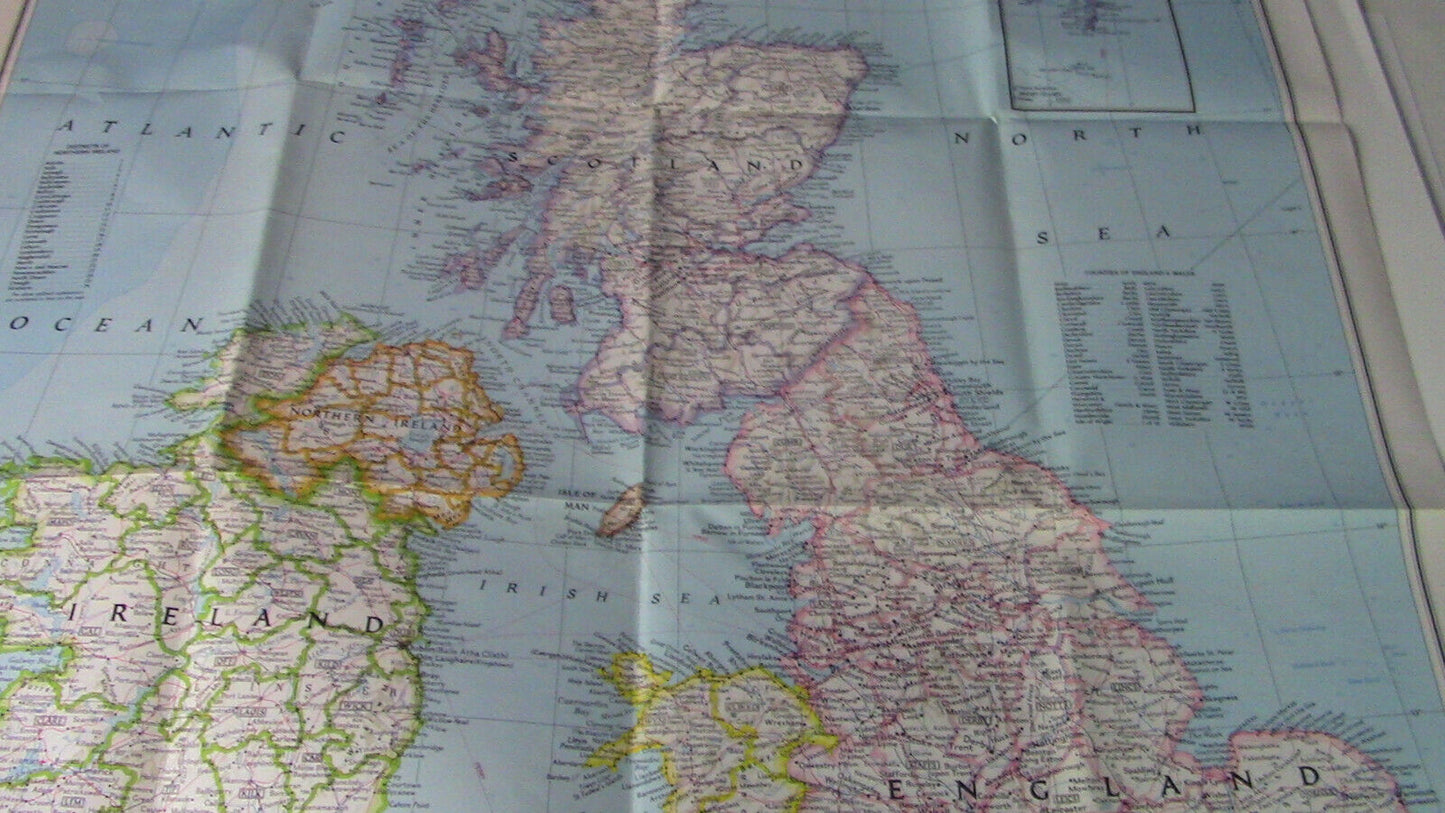 The National Geographic Magazine Map The British Isles & Medieval England 1979