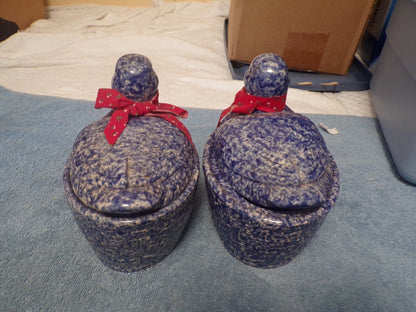 Set of Two Vintage Ceramic Kitchen Containers: Ducks Nesting