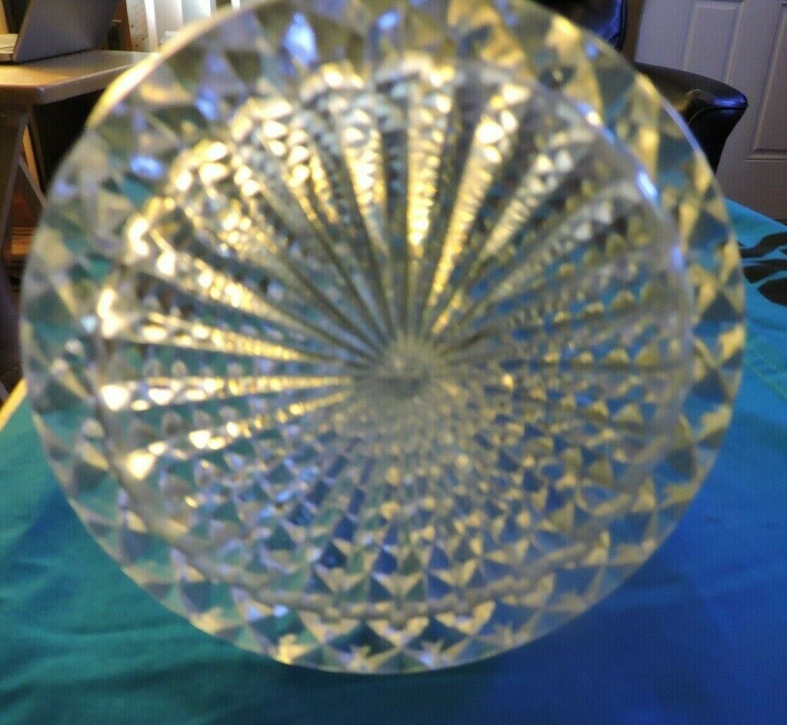 DIAMOND CUT GLASS AND SILVER TOP  WINE DECATER  12 X 5 INCHES made in ITALY